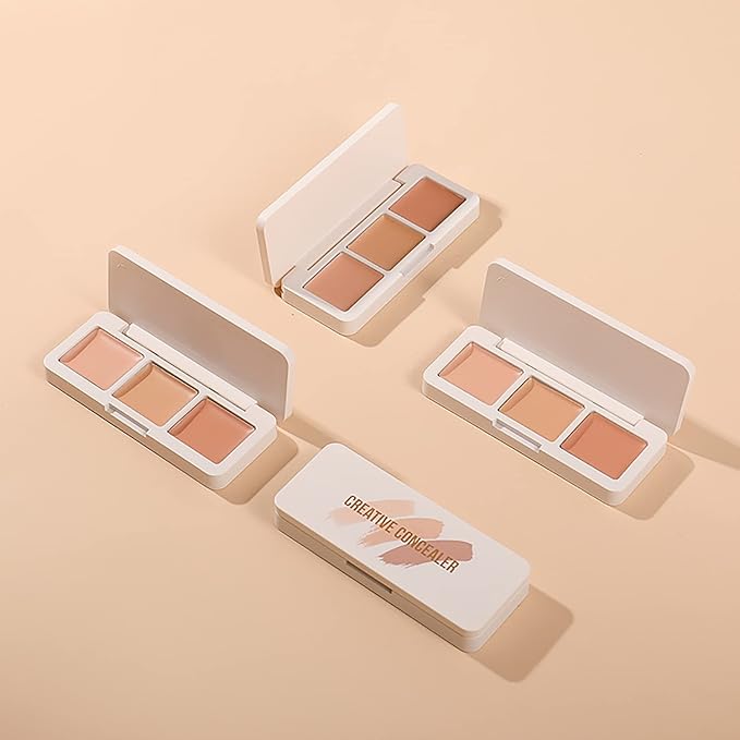 IFiona Tricolor Concealer to Cover Spots,Stains,Acne,Freckles and Brighten Skin Color Concealer Palette-BrightBean Baby