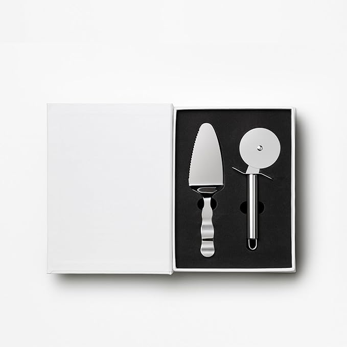 Printworks The Essentials, Pizza Tools – Pizza Cutter & Server Spatula Set with All the Accessories You Need in an Elegant Book-Style Case