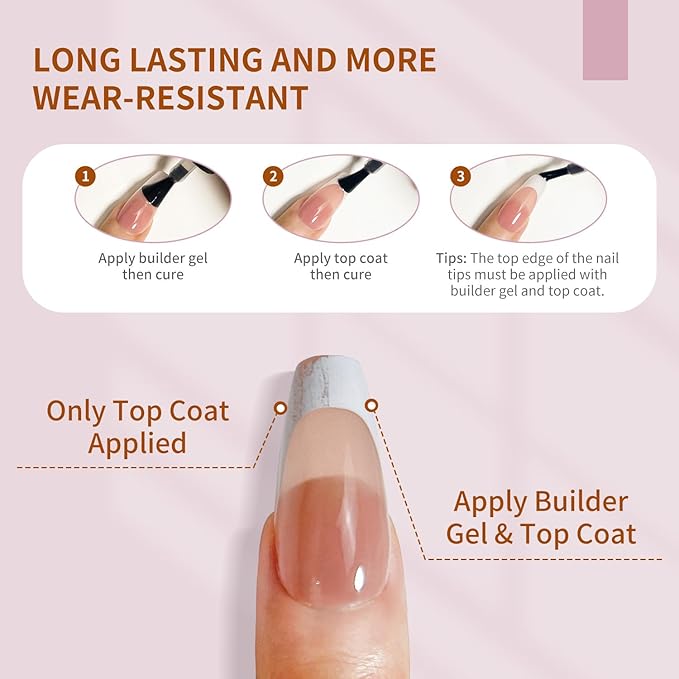 JODSONE Clear Builder Gel for Nails 10ml, Nail Strengthener Gel for Nail Apex, Extensions, Repairing, Thickening, Hard Gel Polish Needs Nail Lamp Curing, DIY Salon Nail Art-BrightBean Baby
