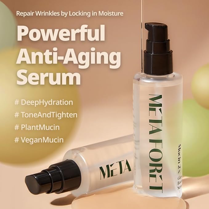METAFORET Vegan Mucin 2x Glow Boost Serum 3.38oz 100ml / Day and Night Face Moisturizer for Dry, Sensitive, Acne Prone Skin, Dark Spot, Hydrating, Nourishing, Anti Aging, No More Snail Mucin-BrightBean Baby