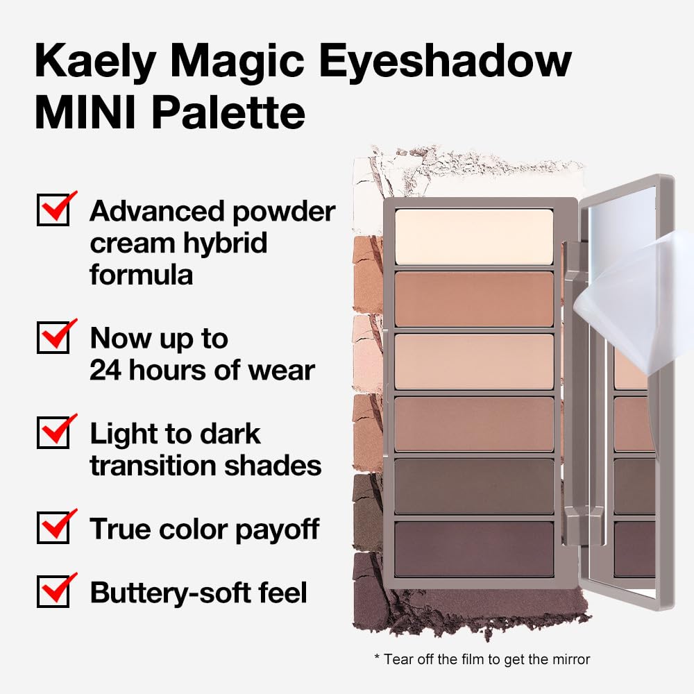 Kaely 6 Color Mini Nude Brown Neutral Eyeshadow Palette Makeup, Highly Pigmented Eye Shadow Palette Waterproof, Natural Matte Eye Shadow Palette, paleta de sombras de ojos, Vegan & Cruelty-free, 10-BrightBean Baby