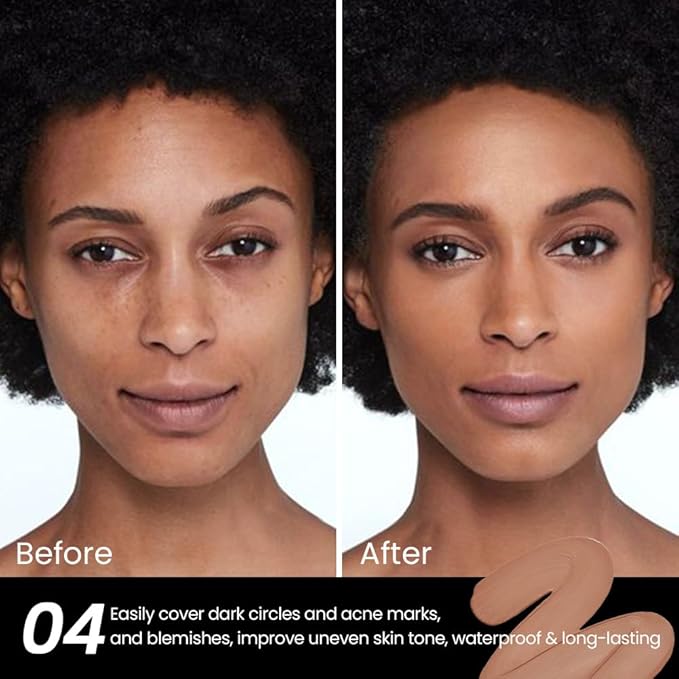 1 Pack Liquid Foundation Cream for Face Makeup,Durable Full Coverage Matte Concealer Make Up,Oil Control & Waterproof Base Primer -0.35 Fl.Oz (04#)-BrightBean Baby