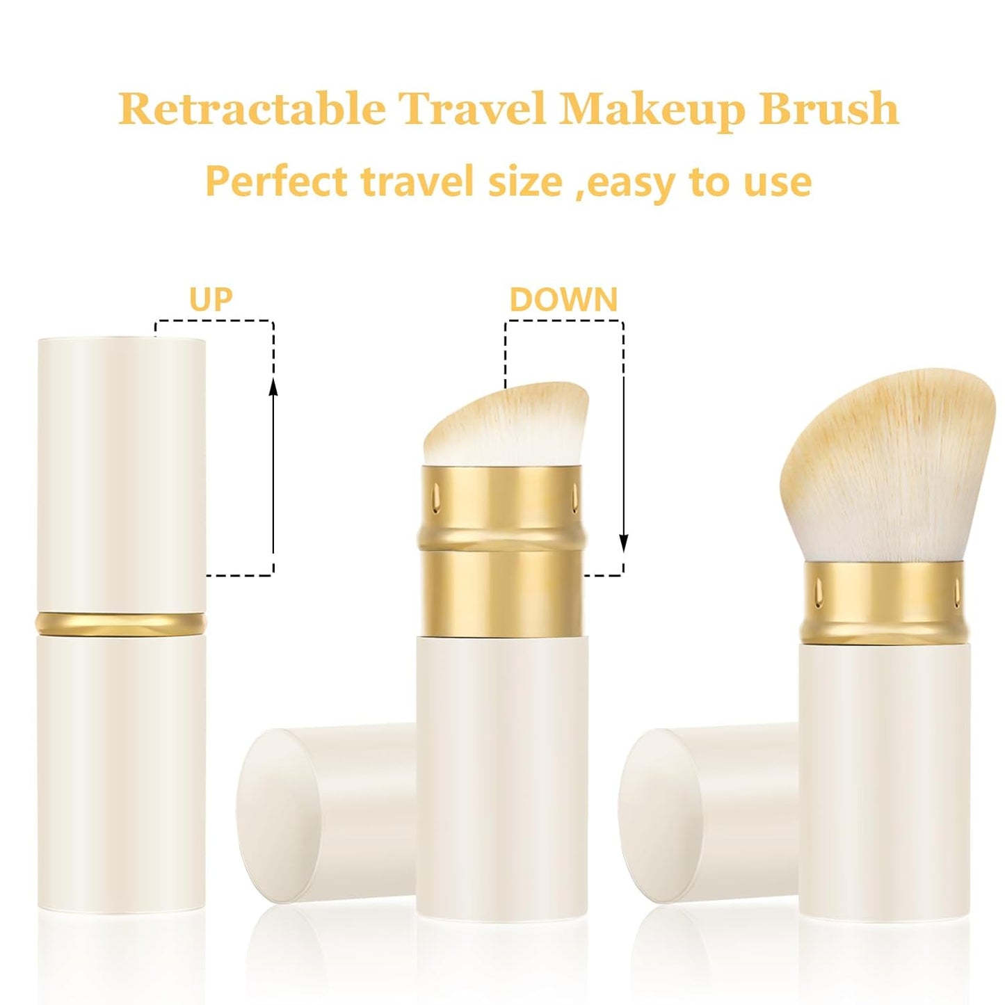 Falliny Retractable Kabuki Makeup Brush, Angled Travel Powder Foundation Blush Brush Makeup Brush for Blush, Sunscreen,Bronzer, Buffing, Concealer,Highlighter, Powder Cosmetics-BrightBean Baby
