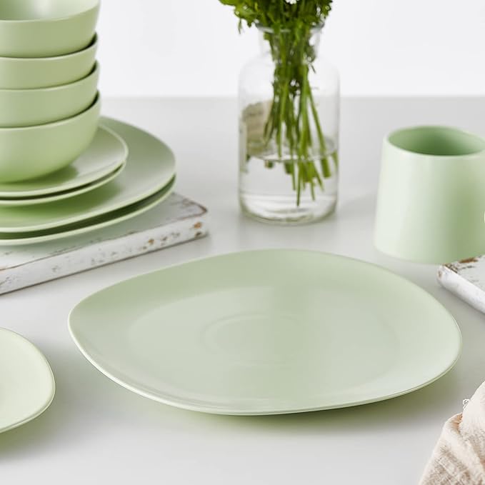 Stone lain Delilah Dinner Plate 6-Piece Dish Set, Porcelain, Lime Green