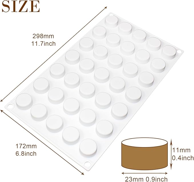 Funshowcase Mini Round Disc Silicone Mold Tray per Cavity 0.9x0.9x0.4inch 35 Cavities