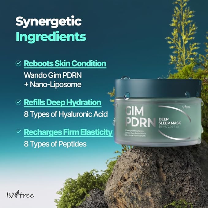 IsNtree Gim PDRN Deep Sleep Mask 80ml, 2.7 fl oz | Korean SEAWEED Skincare Sleeping Mask gel | Night Cream | Facial Mask | Overnight Gel mask for Hydration & Skin Bounce-BrightBean Baby