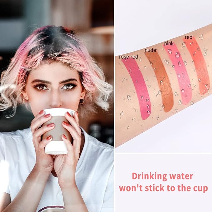 FLIPNEX 20Pcs Cotton Swab Tattoo Lipstick, Tattoo Lipstick Cotton Swab Lip Tint, Waterproof and Long Lasting Liquid Non-Stick Portable Lip Gloss (Red)-BrightBean Baby