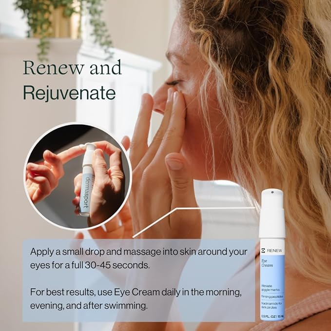 Dermasport Goggle Eye Cream for Swimmers - Moisturizer with Peptide-rich Brightening Complex for Men & Women Fights Anti-Aging Wrinkles, Dark Circles, Puffiness & Under Eye Bags (0.5 fl oz)-BrightBean Baby