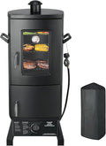 Propane Smoker with Cover, Vertical Meat Gas Smoker Grill Outdoor Heavy Duty 3 Removable Smoking Racks, Black