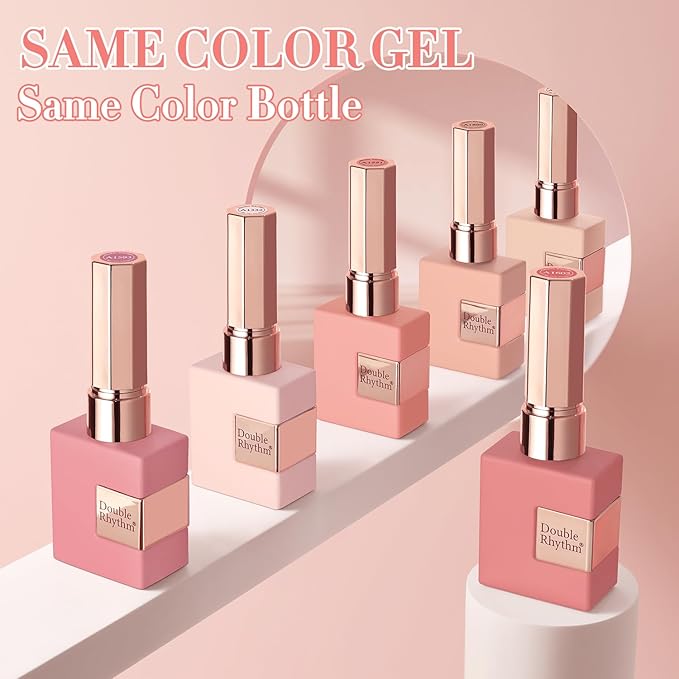 Double Rhythm 6 Pcs 15 ML Gel Polish Set Same Color Same Bottle Soak Off Gel Polish Kit Nail Art Manicure Salon DIY at Home for Women (Rose Beige Nude Cream Rose Coral-T6-20)-BrightBean Baby