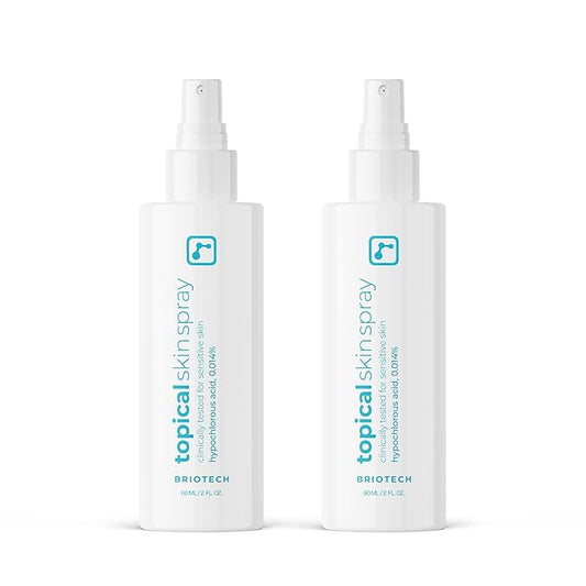 BRIOTECH Topical Skin Spray, Hypochlorous Acid Spray for Sensitive Skin, HOCl Facial Mist, Full Body Support Against Irritation, Calm Redness, Soothe Foot & Scalp, 2 oz Travel Size (2 Pack)-BrightBean Baby