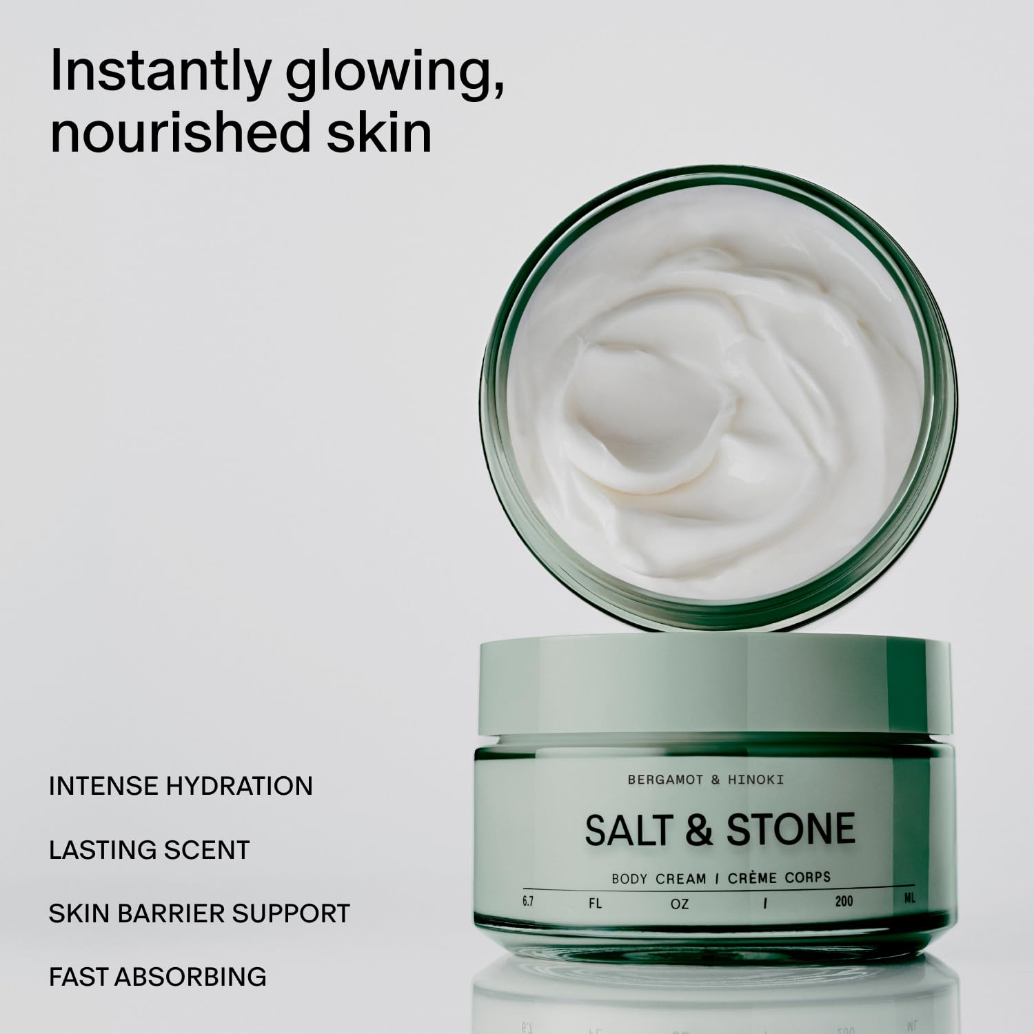 Salt & Stone Body Cream – Bergamot & Hinoki | Hydrating Formula with Seaweed Extracts, Spirulina & Squalane | Deep Hydration, Skin Barrier Repair & Healthy Glow | for all Skin Types (6.7 fl oz)-BrightBean Baby