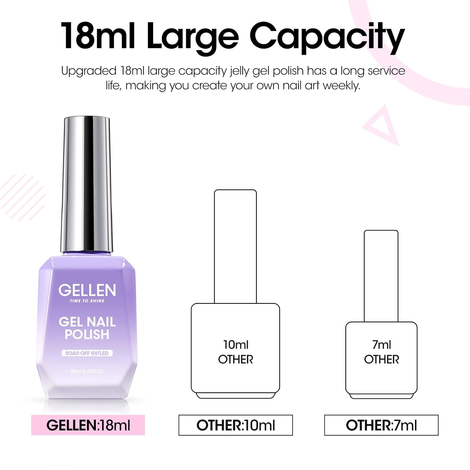 Gellen Pink Gel Nail Polish, 18ML 1Pc Pink Purple Gel Polish Soak off UV LED Nail Lamp Pink Nail Polish for Spring Summer Salon DIY Nail Art Manicure at Home Holiday Gift for Women, 0.61 Fl Oz-BrightBean Baby