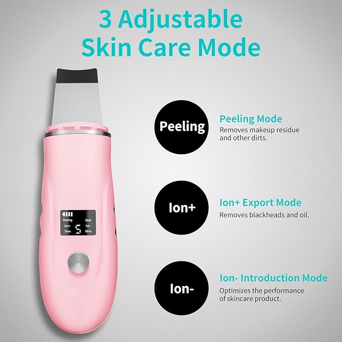 Skin Scrubber Facial Spatula - 4-in-1 Deep Cleansing Tool for Pore Extraction, Fast Charging Dock Blackhead Remover Face Spatula for Facial Skincare Women Gift (Pink)-BrightBean Baby