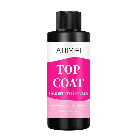 AIJIMEI Top Coat Nail Polish Premium 240ml Gel Top Coat – Long Lasting, Top Coat for Gel Nail Polish – Nail Art Topcoat for Salon-Grade Nails at Home 8 Fl Oz-BrightBean Baby