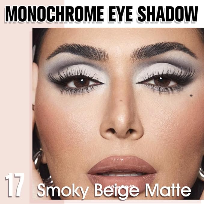 Nude Beige Single Matte Eyeshadow Makeup, Neutral Powde Eye Shadow for Women, Smoky Beige Matte Singles Eyeshadow Palette Pigmented Waterproof,sombras para ojos,Girls Monochrome Eyeshadows Gift-BrightBean Baby