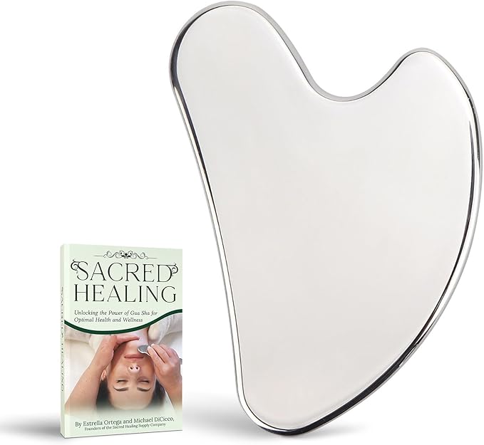 Sacred Healing Premium Stainless Steel Gua Sha Facial Tool – Enhance Beauty, Anti-Aging, Pain Relief, Lymphatic Drainage – Ideal for Home and Professional Use- Metal Gua Sha-BrightBean Baby