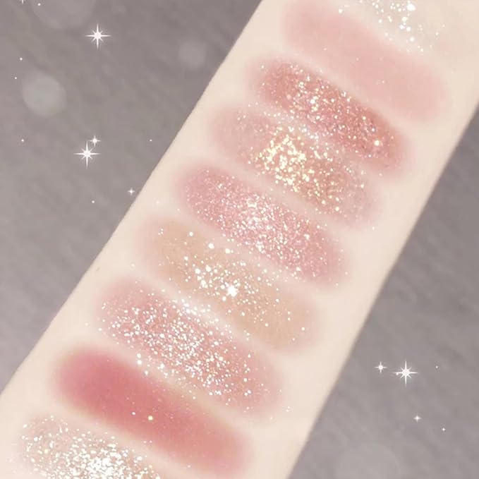 Erinde 9 Colors Eyeshadow Palette, Matte Shimmer Glitter Eye Shadow Palette Makeup, Highly Pigmented Long Lasting Waterproof, Natural Neutral Nude Eyeshadow Makeup Pallet, Sunset Glow-BrightBean Baby