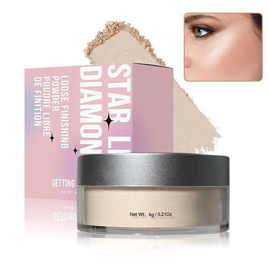 Oil Control Loose Powder Makeup Translucent Setting Powder Shimmer Long Lasting Lightweight Polvo Traslucido Maquillaje Para Mujer Face Powder Makeup - 01 White Shimmer-BrightBean Baby