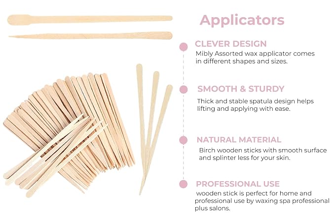Mibly 1000 Pcs Wooden Wax Sticks - Eyebrow, Lip, Nose Small Waxing Applicator Sticks for Hair Removal and Smooth Skin - Spa and Home Usage-BrightBean Baby