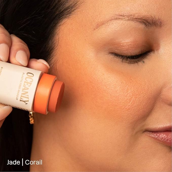 ATTITUDE Oceanly Lightweight Blush Stick, Titanium Dioxide-Free, EWG Verified, Plastic-Free, Vegan & Cruelty-free Makeup, Corail, 0.3 Ounces-BrightBean Baby