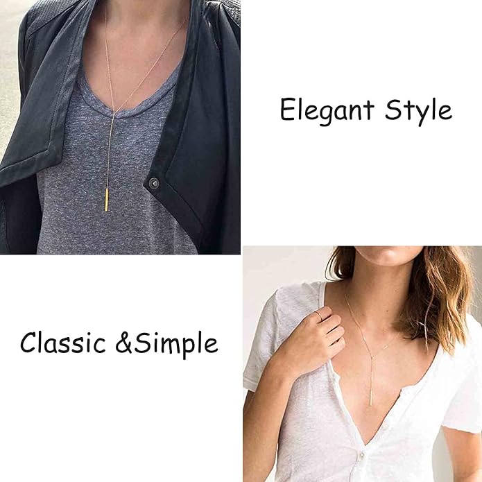 Boho Long Bar Necklace Choker Y Lariat Necklace Chain Minimalist Drop Necklace Jewelry for Women and Girls-BrightBean Baby