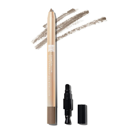 MAKE Beauty Continuum Waterproof Gel Eyeliner Pencil. Creamy, Pigmented Multi-Use, including Waterline with Built-in Sharpener and Blending Brush. Smudge-Proof Makeup. Shade - Halo, Taupe-BrightBean Baby