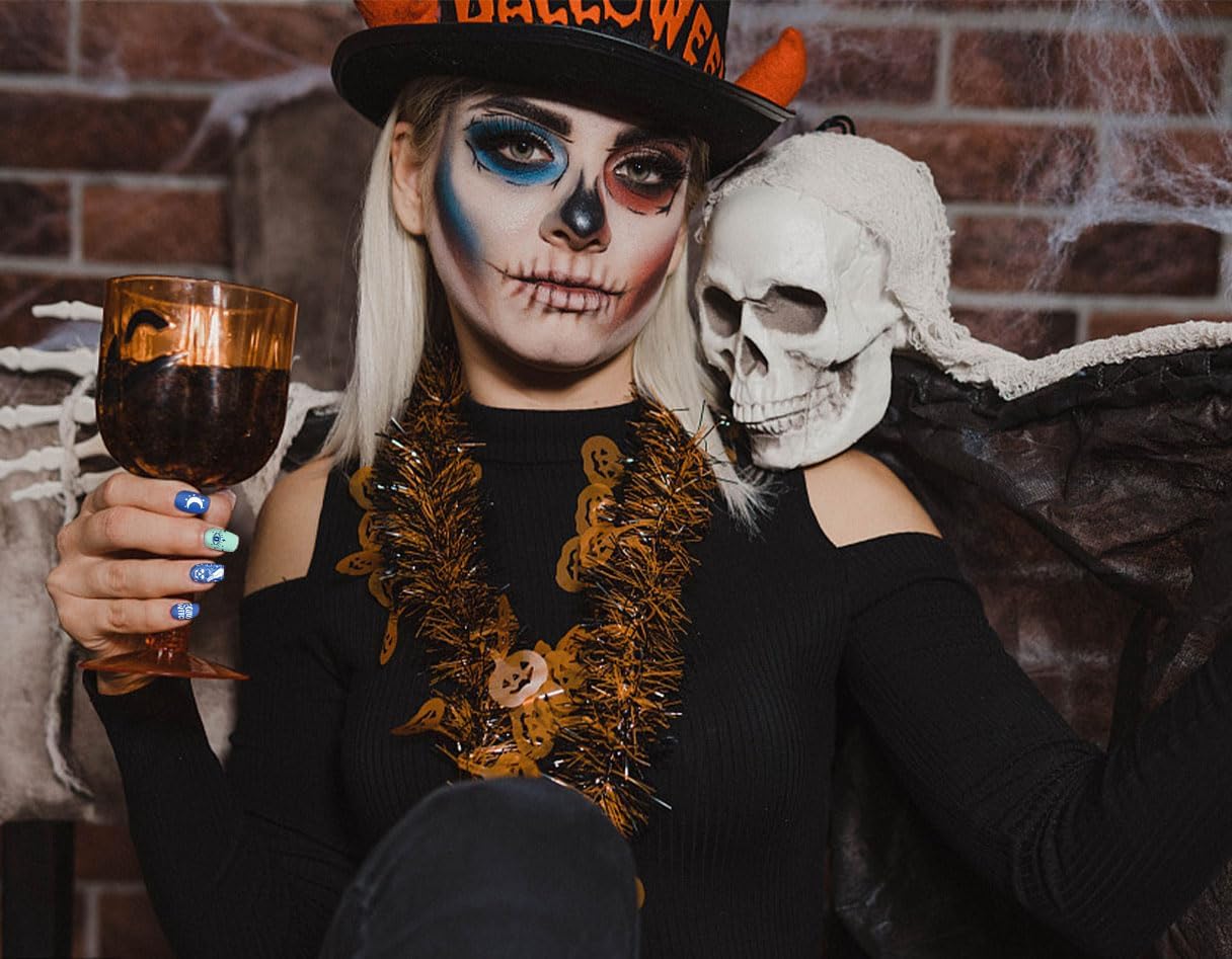 ALIBBON 6 Pcs Halloween Nail Stamping Plates Set, Ghost Pumpkin Background Nail Art Stamp Templates, Cat Spider Web Stamp Templates Kit, Castle Grave Metal Nail Plates for DIY Printing Decor-BrightBean Baby