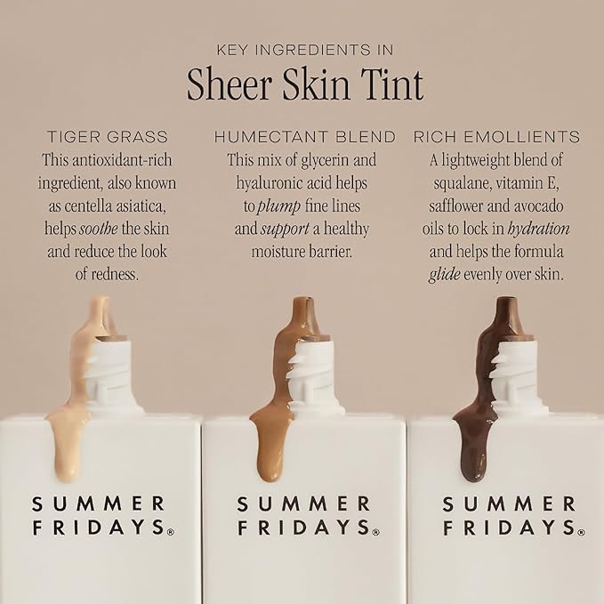 Summer Fridays Sheer Skin Tint - Skin Tint with Hyaluronic Acid - Helps Diminish Uneven Skin Tone - Sheer to Light Coverage - Shade 2 - Light with Cool Undertones (1 Fl Oz)-BrightBean Baby