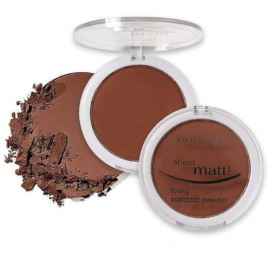 AQUAPURITY PHOERA Sheer Matte Compact Powder Fixing Powder Makeup Base Fixer Setting Powder Foundation Fixing Compact Pressed Powder Long Lasting Skin Vitamin E Beauty Blender (208ESPRESSO)-BrightBean Baby
