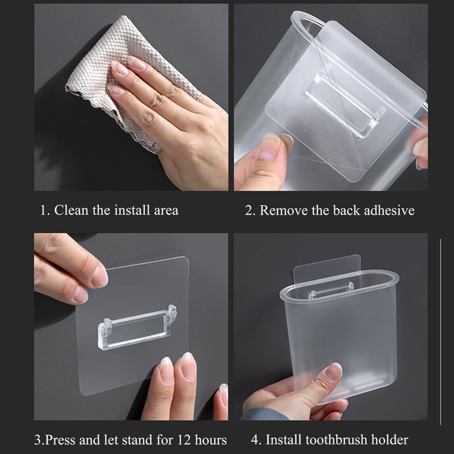 Toothbrush Holders Wall Mounted, Self Adhesive Tooth Brush Holder for Bathroom Electric Toothbrush Toothpaste Razor Bathroom Accessories(Clear)-BrightBean Baby