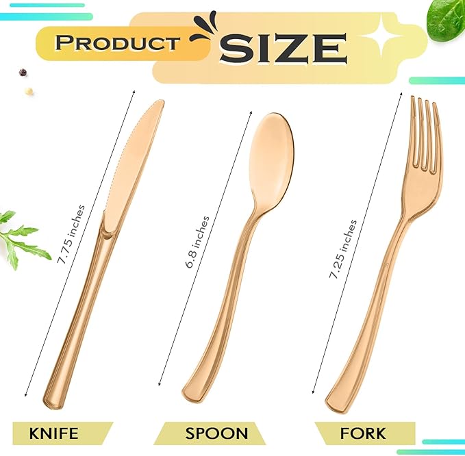 Minatee 150 Pieces Disposable Cutlery Set Plastic Silverware Heavy Duty Utensil Sets 50 Forks 50 Knives 50 Spoons for Home Office School Party Picnics Restaurant Outdoor Events(Coffee)