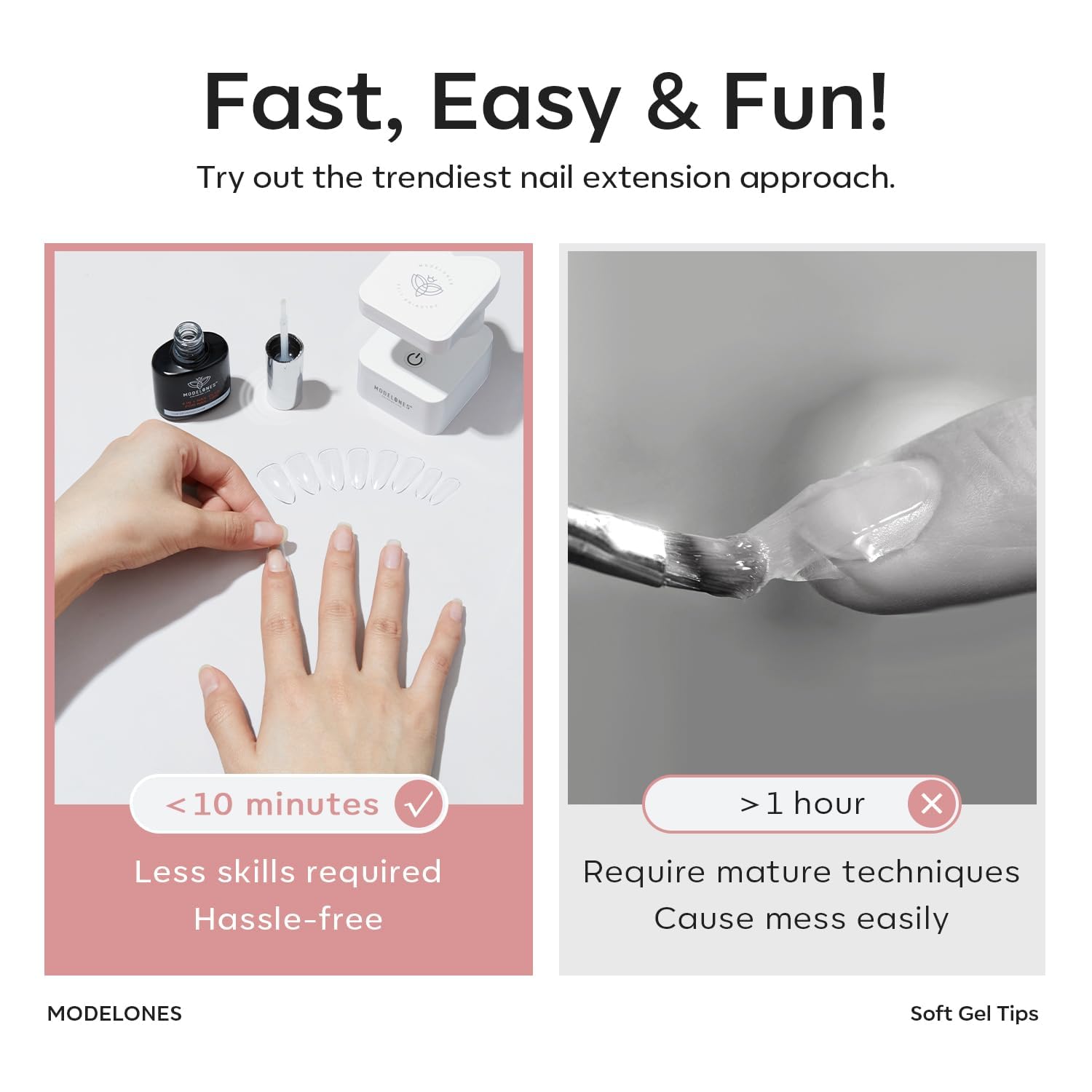 Modelones Extra Short Oval Round Nail Tips - 510Pcs Soft Fake Nails Tips Gel Pre-shaped Half Matte Full Cover No Filed False Extension Manicure Salon DIY at Home 15 Sizes-BrightBean Baby