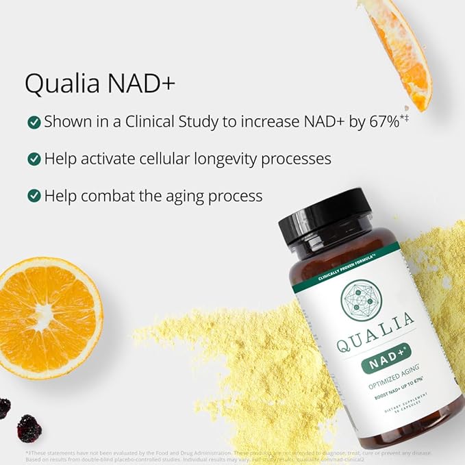 Qualia NAD Supplement — Clinically Proven to Boost NAD+ up to 67%. Optimized Aging, Energy, Focus. Elite NAD+ Booster Ingredients Nicotinamide Riboside (NIAGEN), Niacin, Niacinamide (1 Month Supply)-BrightBean Baby