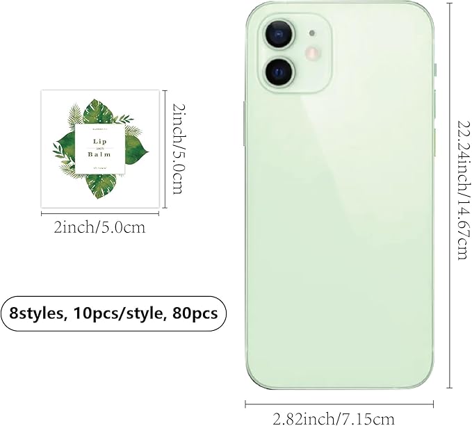 CRASPIRE 80Pcs 8 Styles Labels for Lip Balm Coated Paper Paster Tropical Plants Square Tubes Lip Balm Labels Stickers Natural Homemade Self-Adhesive Stickers Logo for Containers Cosmetics Lipsticks-BrightBean Baby