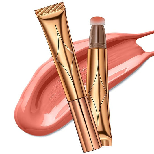 Contour Beauty Wand, Liquid Face Concealer Contouring Highlighter Blusher Stick with Cushion Applicator, Long Lasting Smooth Natural Matte Finish, Lightweight Blendable Super Silky Cream Contour Stick (02# Peach Pink)-BrightBean Baby