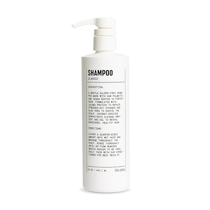 Blu Atlas Men's Natural Shampoo – Organic, Sulfate-Free, Paraben-Free – Deep Cleansing & Hydrating – Classic Scent (Bergamot, Sage, Patchouli) – Made in America– 16 oz-BrightBean Baby