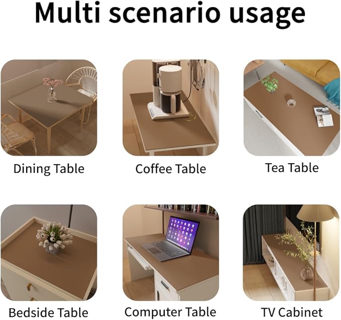 Desk Mat - 14x42 Inch Waterproof Easy to Clean Can Conceal Flaws Protector The Table Top from Scratches Used for Coffee Table Office Table Dresser(Mud Color+Champagne Gold 14x42)