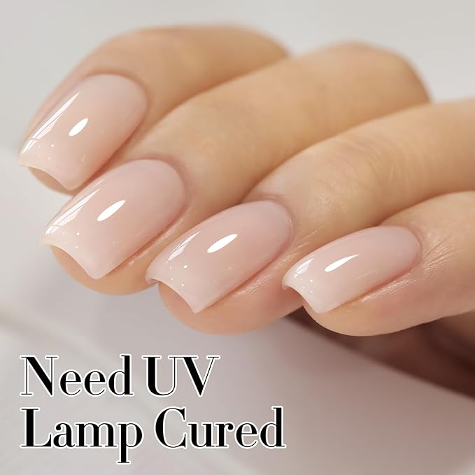 Double Rhythm 0.50 OZ Translucent Gel Polish Same Color Same Bottle Sheer Pastel Neutral Natural Milky 15 ML Jelly UV Nail Art DIY at Home (Beige Nude-A1511)-BrightBean Baby