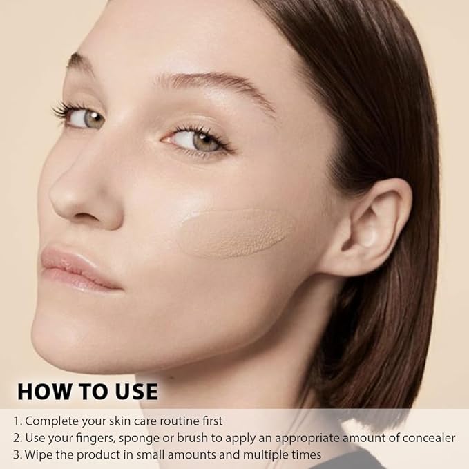 Pro Under Eye Full Coverage Liquid Concealer to Cover Dark Circles, Scars, Redness, Spots, Fine Lines, Corrector Anti-Aging Natural Finish, Moistening Smooth Cream, Waterproof 0.4 fl oz - Medium#-BrightBean Baby