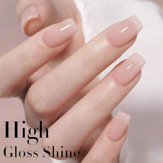 Double Rhythm Translucent Gel Polish Sheer Neutral Natural Light Milky Same Color Same Bottle 15ML Jelly Nail Polish Nail Art DIY at Home (Milky Pink-A1377)-BrightBean Baby