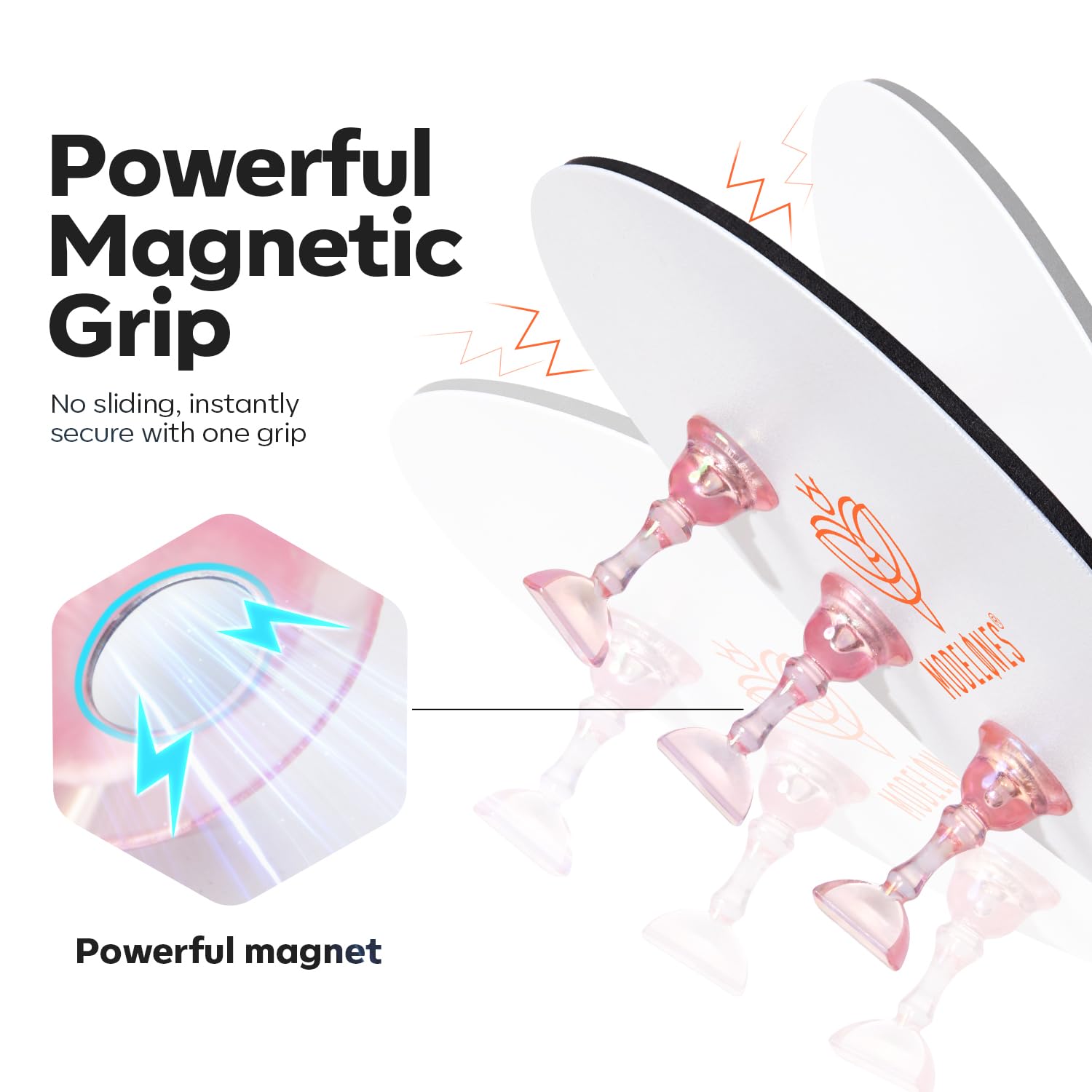 Modelones Nail Stand Set, Magnetic Nail Stands for Press ons False Nail Tips Practice Acrylic Holder with 200pcs Sticky Tabs Strong Metal Base Painting Display DIY & Salon Use Beginner Supplies-BrightBean Baby