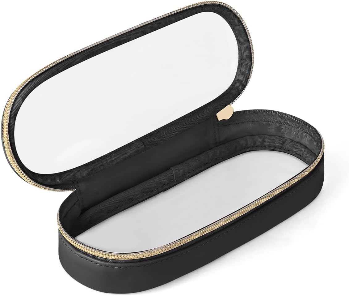 Clear Travel Makeup Brush Holder, Leather Makeup Brush Toiletry Bag, Portable Cosmetic Brush Case, Transparent Waterproof Makeup Brush Storage Bag, Black, Large-BrightBean Baby