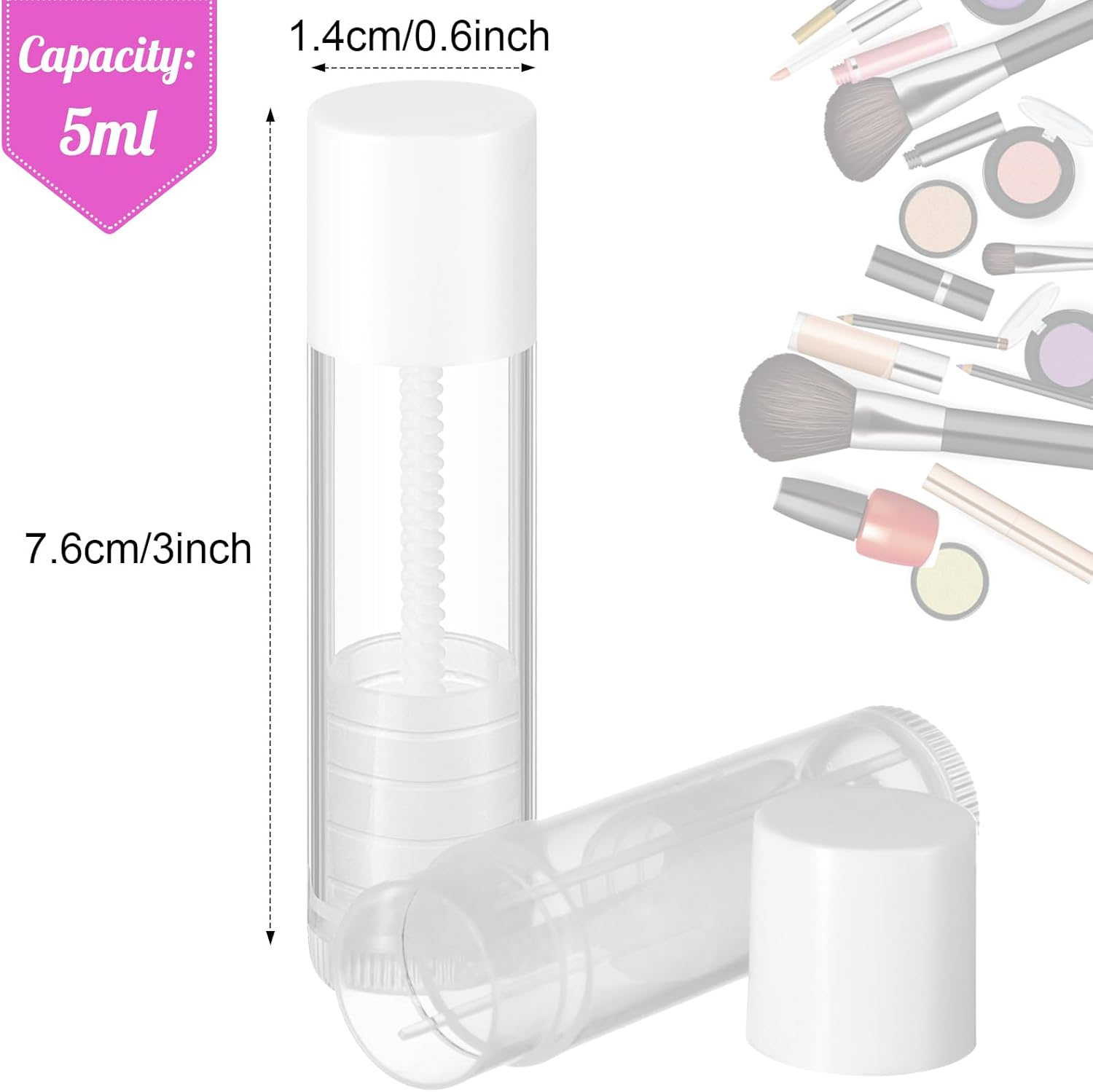 Maitys 64 Pcs Lip Balm Tubes 5 ml Empty Lip Gloss Balm Containers Refillable Rotatable Plastic Lipstick Tubes DIY Lip Gloss Holder for DIY Cosmetic (Clear)-BrightBean Baby