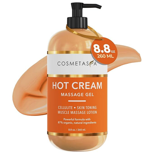 Cosmetasa Hot Cream Massage Gel - Natural and 87% Organic Cellulite Cream - Multi Use, Skin Toning Cream, Soothes Aches, for Sore Joints and Muscle (8.8 Ounce)-BrightBean Baby