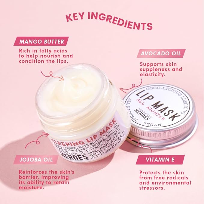 100% Natural Lip Butter Sleeping Lip Mask, Overnight Lip Moisturizer and Conditioner for Dry Lips. Intensive Lip Balm and Lip Therapy Skin Care with Mango butter (Original All Nighter)-BrightBean Baby