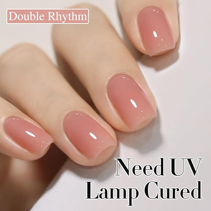 Double Rhythm 0.50 OZ Translucent Gel Polish Same Color Same Bottle Sheer Pastel Neutral Natural Milky 15 ML Jelly UV Nail Art DIY at Home (Light Pink-A1494)-BrightBean Baby