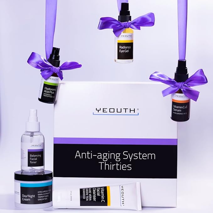YEOUTH Skin Care Set: Hyaluronic Acid Serum, Vitamin C Serum, Face Cleanser, Toner, Under Eye Gel, Face Cream, 6-Piece Skincare Kit For Women & Men-BrightBean Baby