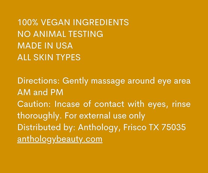 ANTHOLOGY Super Youth Eye Cream for Wrinkles & Dark Circles | Anti-aging Under Eye Cream with Peptides, Organic Aloe Vera & Vitamin C | Daily Use Intense Hydration | 0.5 fl oz 15 ml-BrightBean Baby
