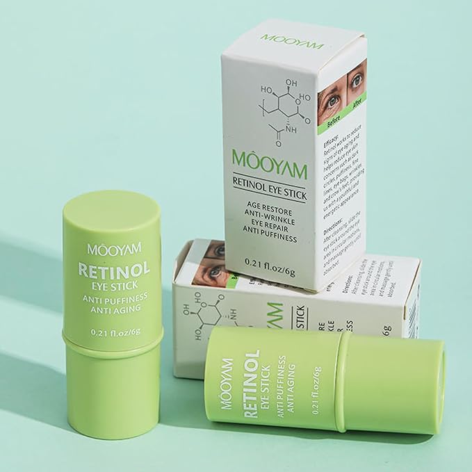 Retinol Eye Stick Anti Aging Eye Cream For Dark Circles and Puffiness, Fade Fine Lines and Firm Skin, Under Eye Balm Glow, Brightening Stick for Daily Anti-wrinkle Cream-BrightBean Baby